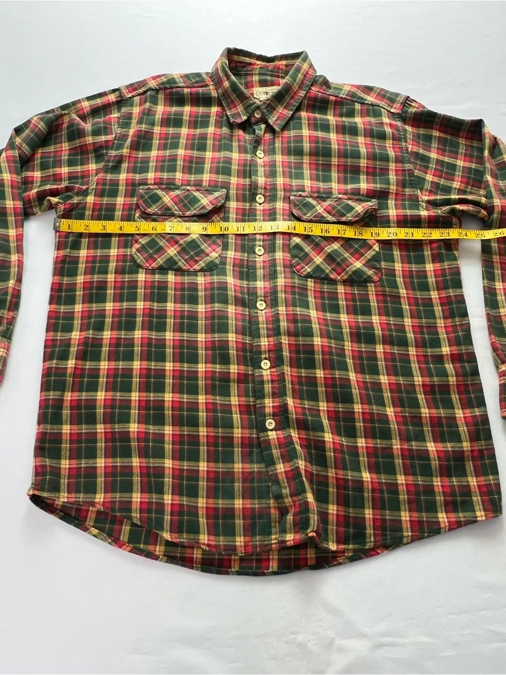 J. Crew Vintage Green Orange Yellow Cotton Flannel Fall Winter Button Down